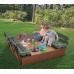 Badger Basket Covered Convertible Cedar Sandbox with Two Bench Seats - Natural/Green   567168844